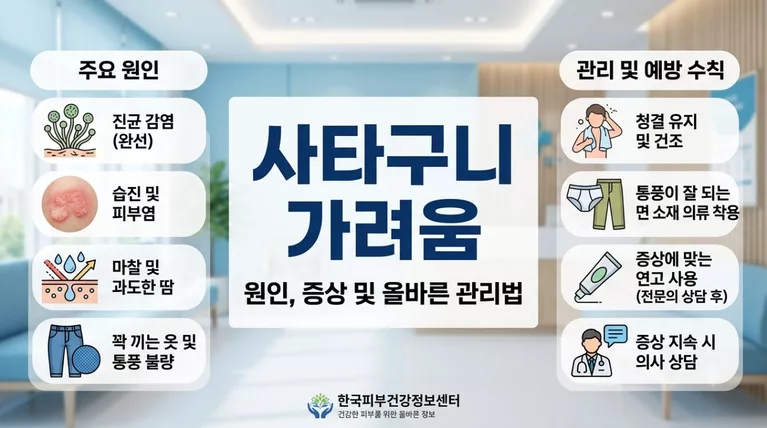 사타구니 가려움 증상별 원인, 완선·습진 구별하고 짓무름 없애는 해결책