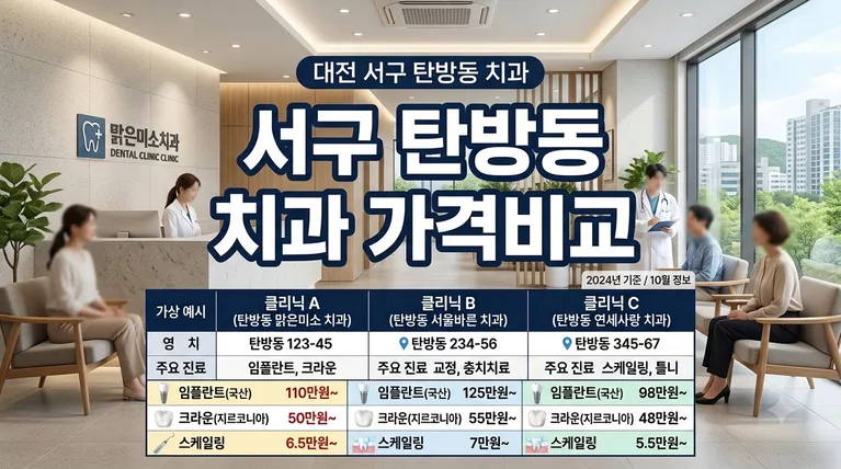 대전광역시 서구 탄방동 치과 선택 기준과 비급여 공개가격 총정리