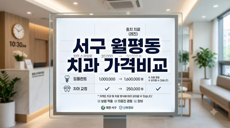 대전광역시 서구 월평동 치과 공개가격 정리 임플란트 크라운 비교