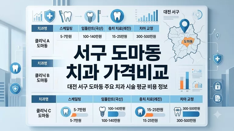 대전광역시 서구 도마동 임플란트 크라운 가격 비교 정리