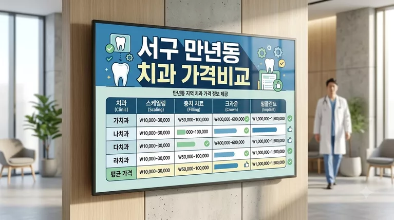 대전광역시 서구 만년동 치과 공개가격 정리 및 임플란트 크라운 비교
