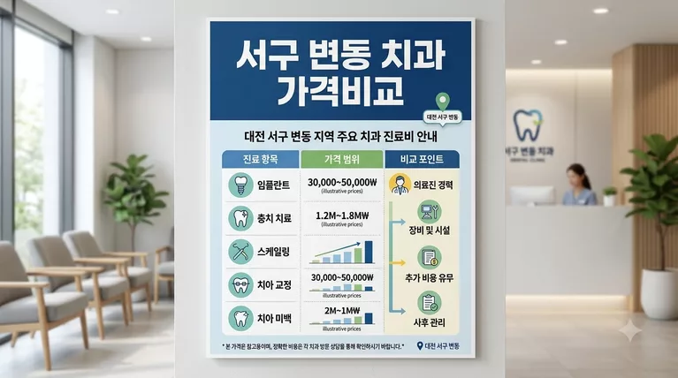 대전광역시 서구 변동 치과 선택 기준과 비급여 공개가격 총정리