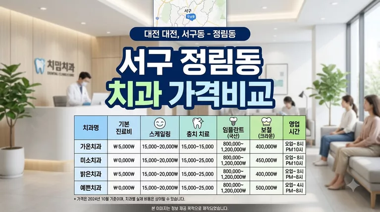 대전광역시 서구 정림동 임플란트 가격 비교 크라운 재료별 공개가격 정리